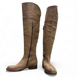 Alberto Fermani Taupe Leather Over-the-Knee Riding Boots | Made in Italy Size 36